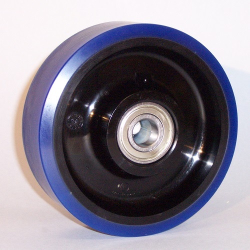 Ruote serie AS Ruote con rivestimento in poliuretano soft 87 Sh.A . con mozzo in polyammide 6. Ruota con cuscinetti a sfere di precisione in inox a tenuta stagna (2RS).<br/>Mozzo nero.