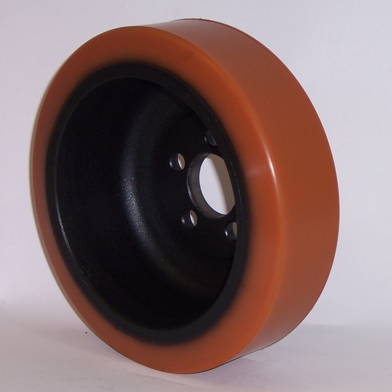 Räder Serie ZM Polyurethan Antriebsraeder, Haerte 95+/-3Sh.A. Die Tragfaehigkeit betrifft eine Geschwindigkeit von 6 km/h. <br/>N.5 Durchmesser Bohrungen 13 mm auf Radius 35 mm.
