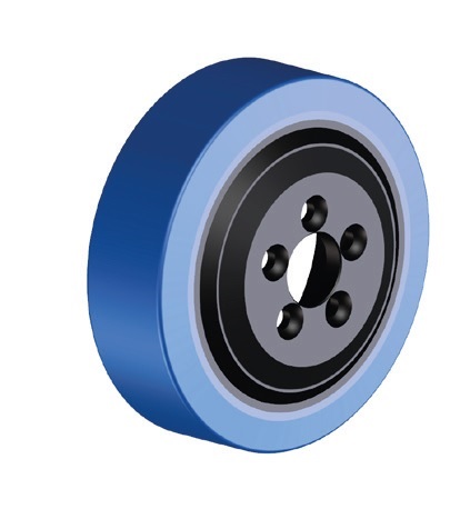 Ruote serie ZO Ruote motrici in poliuretano soffice durezza 87+/-3 Sh.A. La portata è riferita ad una velocità di 6 km/h. <br/>N.5 fori diametro 13 mm su raggio di 35 mm.