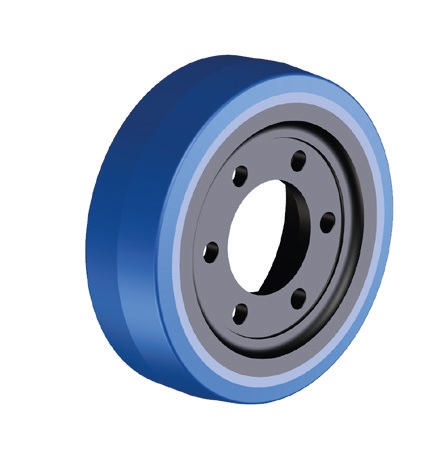 Ruote serie ZO Ruote motrici in poliuretano soffice durezza 87+/-3 Sh.A. La portata è riferita ad una velocità di 6 km/h. <br/>N.6 fori diametro 14 mm su raggio di 56 mm.
