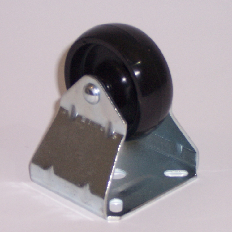 Ruote serie M con supporto M22 Ruote per mobilio e per arredamento interni. Ruota a foro passante.<br/>Ruota in nylon nero a foro passante su supporto fisso.
