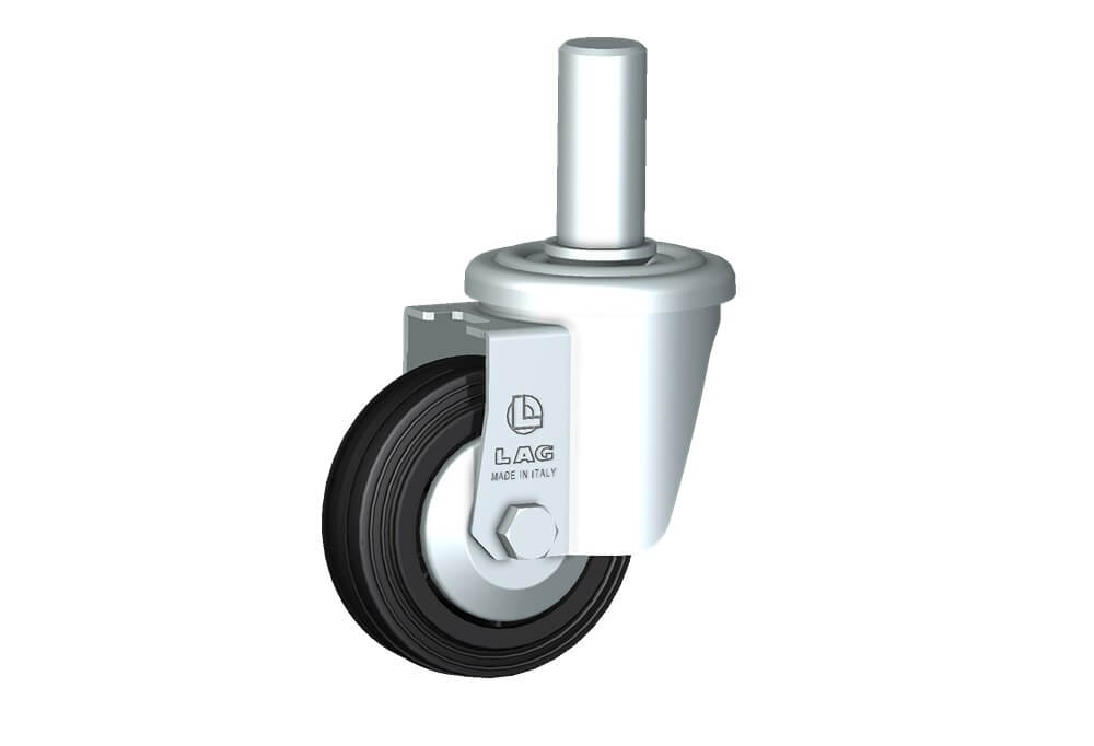 RUEDA D 80X25/40 BUJE DE NYLON SOPORTE CON PERNO LISO M22 22X50