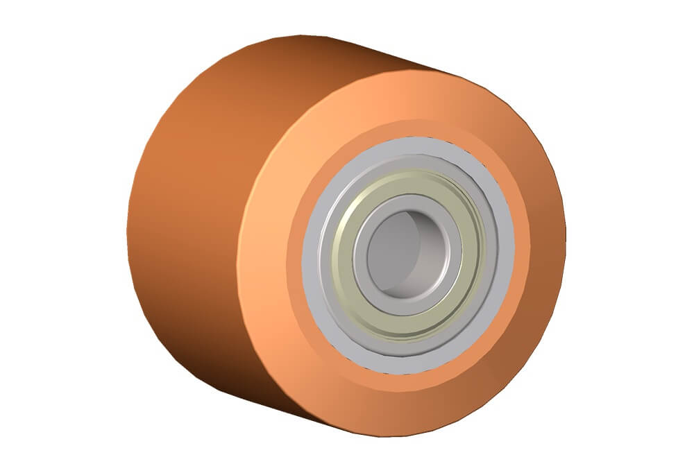 Roue série RT - Galets de transpalettes avec bandage en polyuréthane coulé 95 Sh.A. Disponibles avec ou sans roulements à billes.