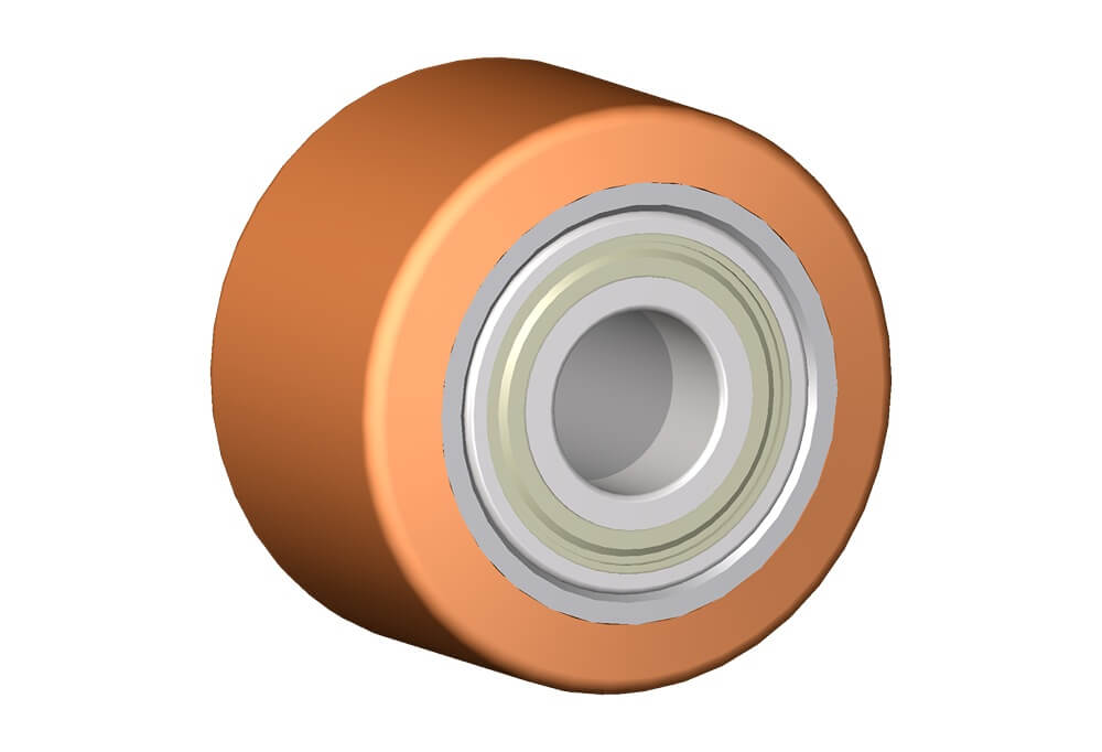 Wheel series RT Polyurethane coated steel rollers (95 Sh.A). Available with or without ball bearings.