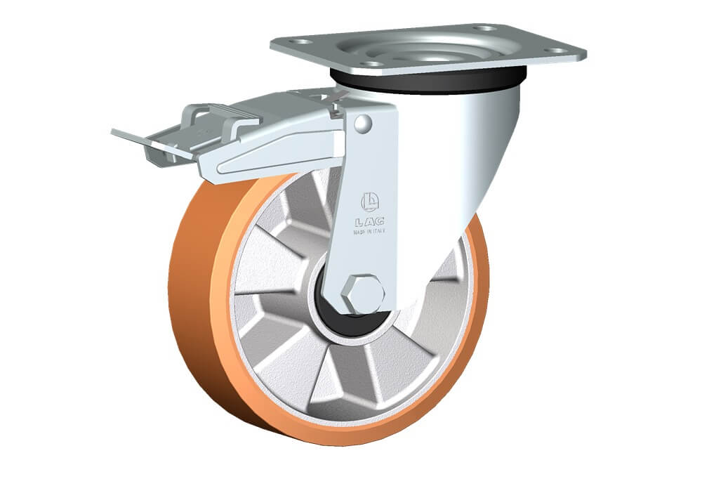 ROUE T 160X50/60 ROUL.BILLES CHAPE PIV. M22/60 + FREIN