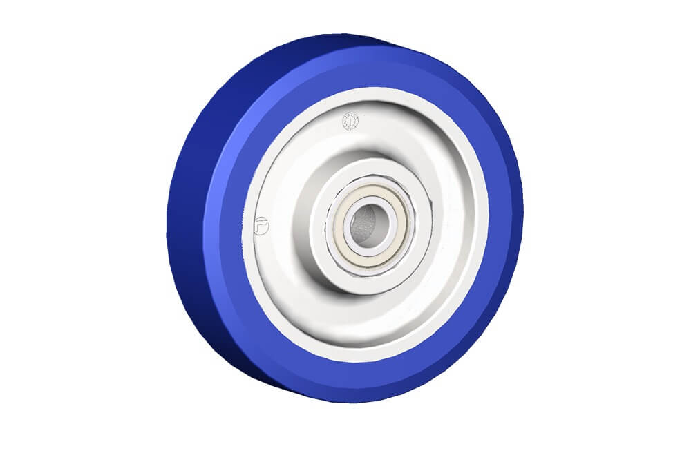 Wheel series AS Wheels with cast soft polyurethane coating 87 Sh.A on polyamide 6 center.