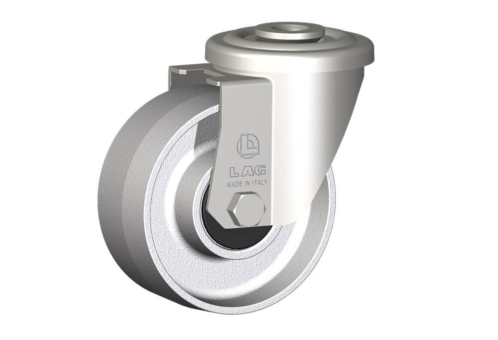 Wheel series U with fork INOX20 Die-cast aluminium wheels, for high temperature applications: -40°C / +270°C (-40°F / +518°F). Available with standard or stainless steel ball bearings. Wheel fitted with precision stainless steel ballbearings, sealed (2RS).