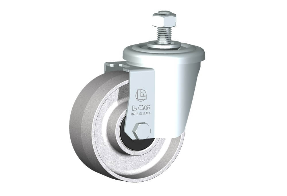 Wheel series U with fork M22 Die-cast aluminium wheels, for high temperature applications: -40°C / +270°C (-40°F / +518°F). Available with standard or stainless steel ball bearings. Wheel fitted with ball bearings.