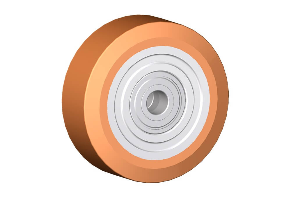 Räder Serie Z Radkern aus Gusseisen, Beschichtung aus gegossenem Polyurethan 95 Sh.A. Lagerung mit und ohne Rillekugellager.