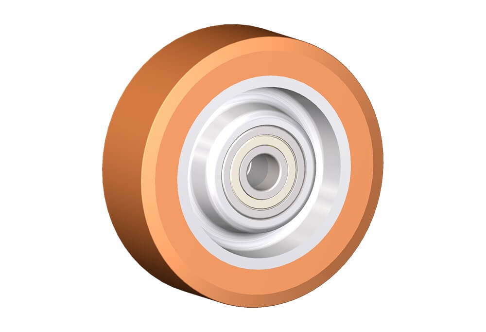 Wheel series Z Cast iron wheels with polyurethane coating 95 Sh.A available with shielded precision ball bearings.