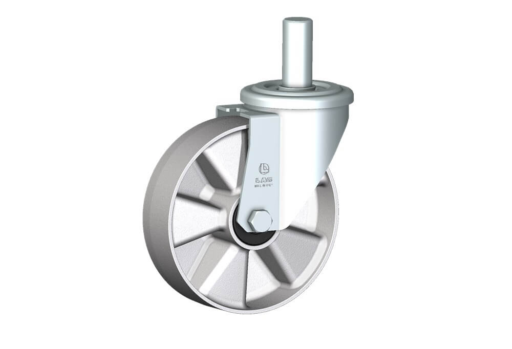 Ruote serie U con supporto M22 Ruote monolitiche in alluminio idonee per alte temperature (-40°C / +270°C). Disponibili con cuscinetti a sfere standard o inox Ruota con cuscinetti a sfere.