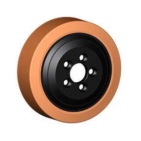 Wheels series ZM ZETA-MOB - Polyurethane coated drive wheels with hardness of 95 +/-3 Sh.A. The load rating is for speeds up to 6 km/h.