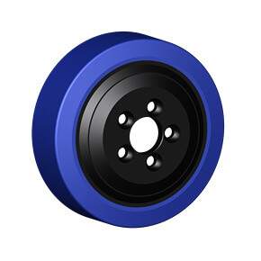 Wheels series ZO ZETA SOFT-MOB - Soft Polyurethane coated drive wheels with hardness of 87 +/-3 Sh.A. The load rating is for speeds up to 6 km/h.