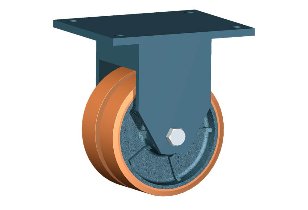 Ruote serie Z con supporto G80 Ruote in poliuretano colato 95 Sh.A. e mozzo in ghisa. Disponibili con cuscinetti a sfere di precisione schermati. Ruota con cuscinetti a sfere.