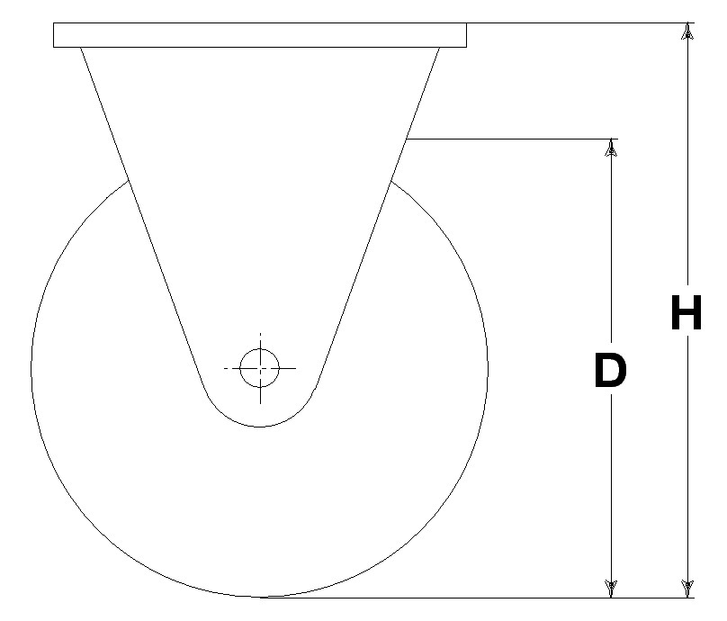 Wheel series LB with fork INOX40 Wheels with black polyamide 6 centre, blue elastic non-marking rubber mould-on solid tyre available with ball bearings, standard or stainless steel roller bearings od plain bore. Plain bore wheel.