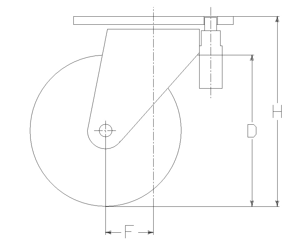 ROUE P 250X60+60 ROUL.BILLES CHAPE PIVOTANTE G80+BLOC.DIR. A 2 POS.